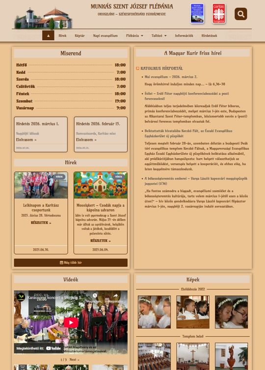 Plébánia weboldal